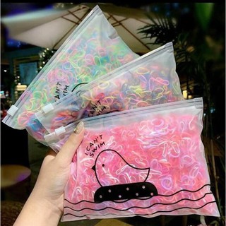 Set 1000 dây chun, dây nịt cột tóc buộc tóc kèm túi zip cho bé gái