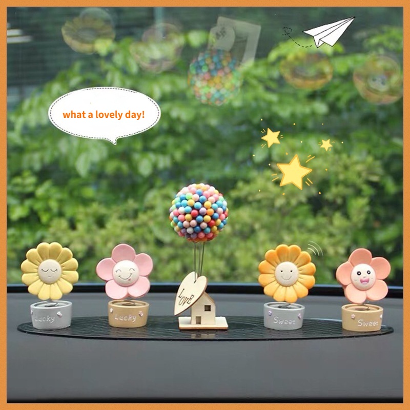[Head Shaking!]Hoa Hướng Dương Dễ Thương Trang Trí Xe Hơi Sẽ Lắc Đầu Nó! Phụ Kiện Trang Trí Nội Thất Xe Hơi Dễ Thương Xinh Xắn