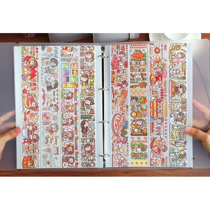 Sổ còng chiết lưu chữ washi tape,stiker