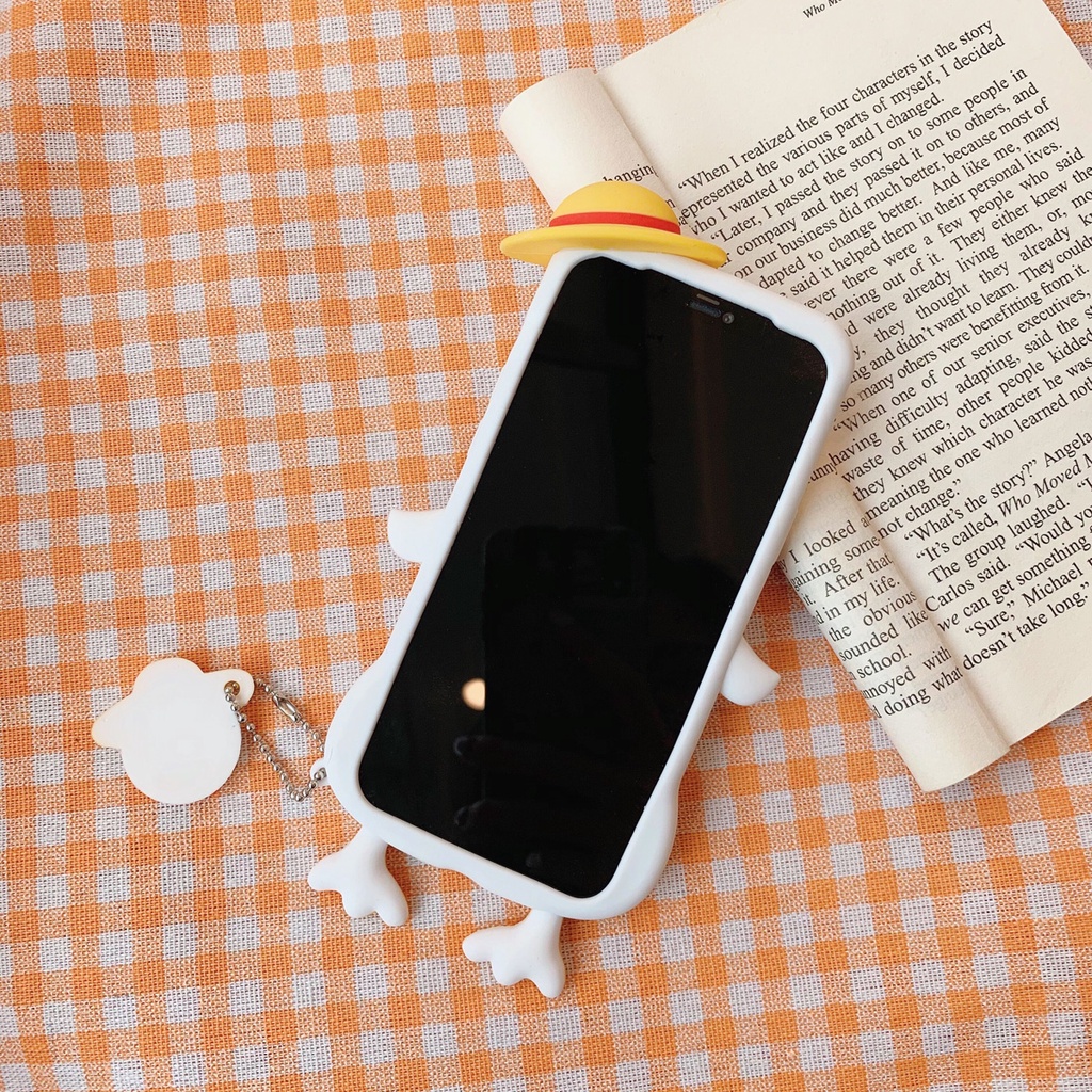 Ốp Điện Thoại Silicon Hình Chú Vịt Đội Mũ Rơm Cho Iphone 6 6s 7 8 plus X XR XS 11 12 13 Pro max
