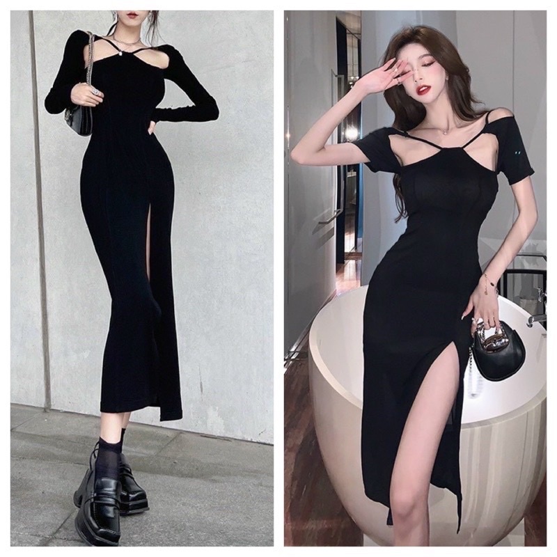 ĐẦM BODY MIDI TK PHONG CÁCH HÀN QUỐC XẺ TÀ TÔN DÁNG 3VÒNG SANG CHẢNH