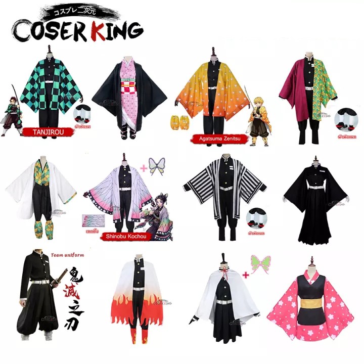 [COSER KING store] Child Anime Demon Slayer Kimetsu no Yaiba Tsuyuri Kanao Kamado Tanjirou Nezuko Giyuu Kochou Zenitsu Shinobu Cosplay Costume Cartoon Fancy Dress Kids