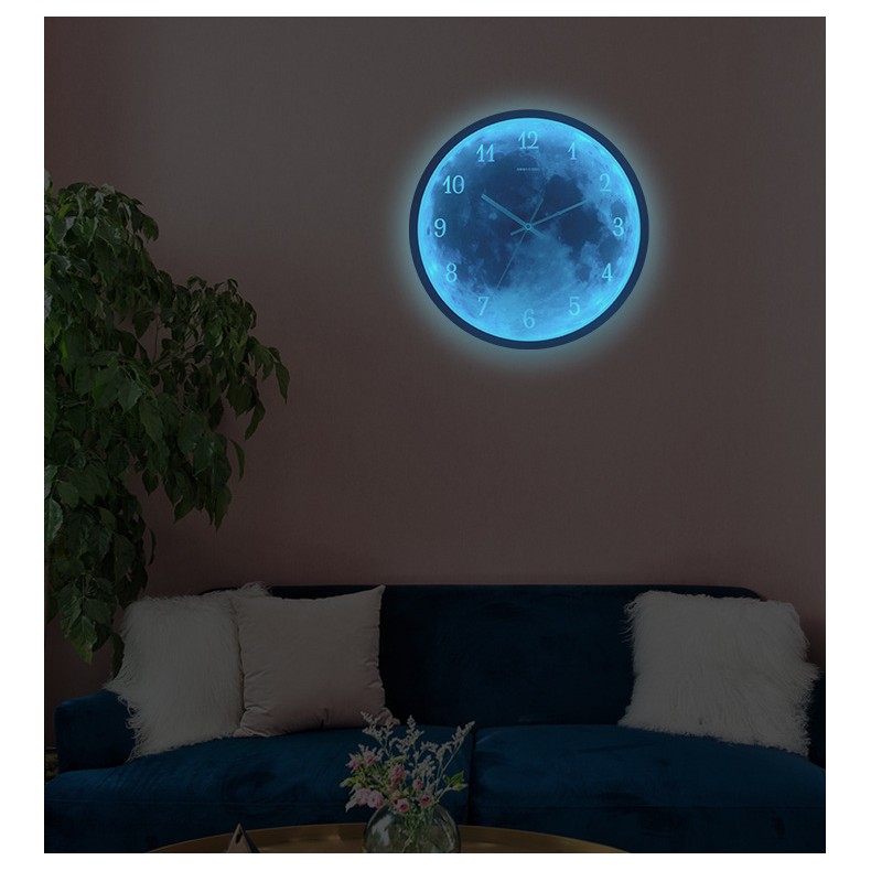 Đồng Hồ Treo Tường Có Đèn LED Cảm Ứng Âm Thanh - Earth Wall Clock - Bảo Hành 12 Tháng