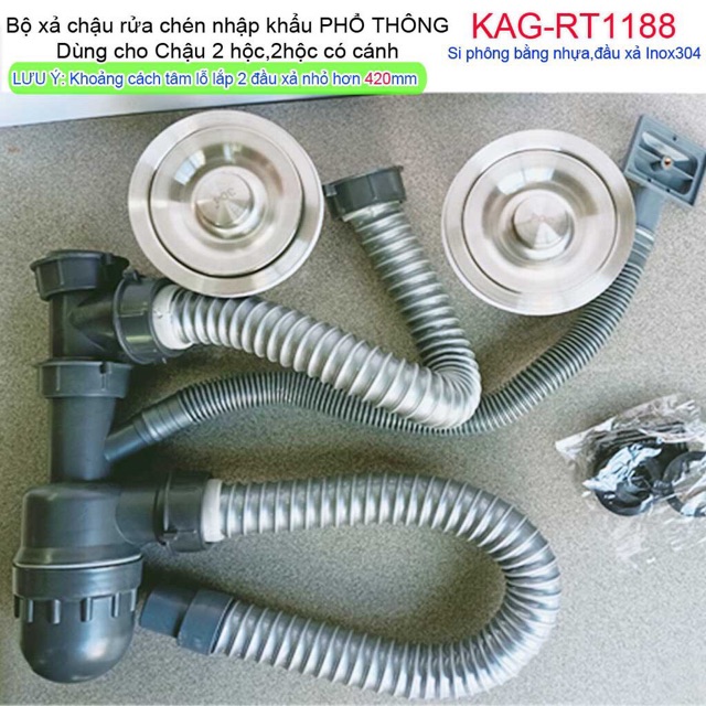 Xi Phông bộ xẢ thoát nước chậu rửa chén 2 hộc