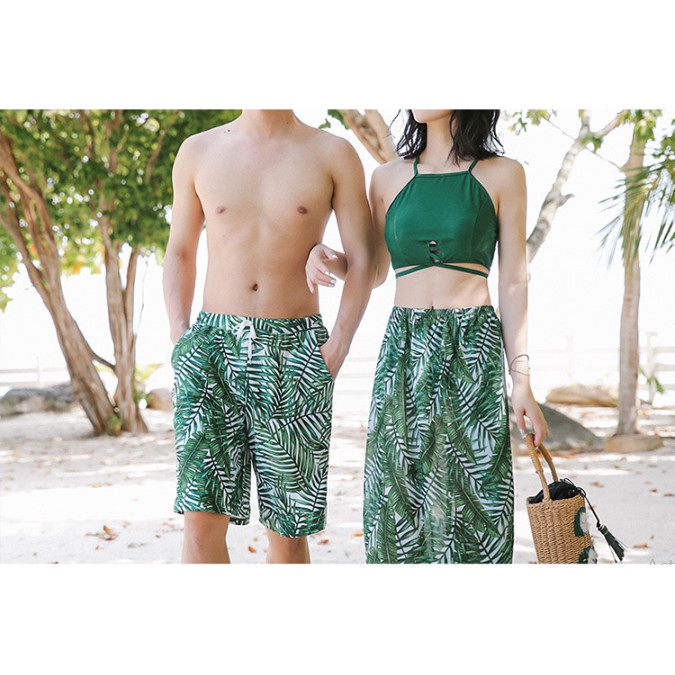 (có sẵn, hàng cao cấp) ĐỒ bơi/ bikini đôi nam nữ váy dài xanh lá | WebRaoVat - webraovat.net.vn