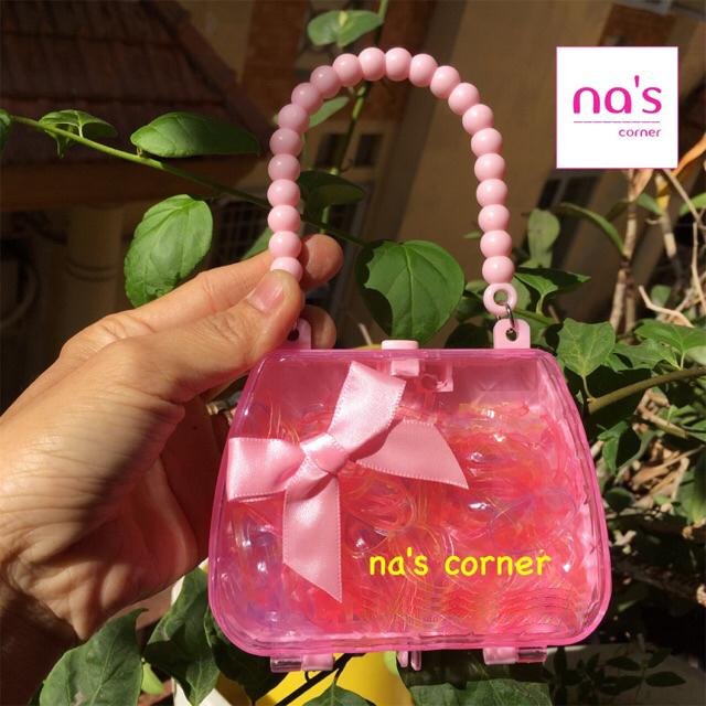 Hộp ví kèm thun cột tóc Thái siêu dày có tay xách cho bé nhiều mẫu dễ thương