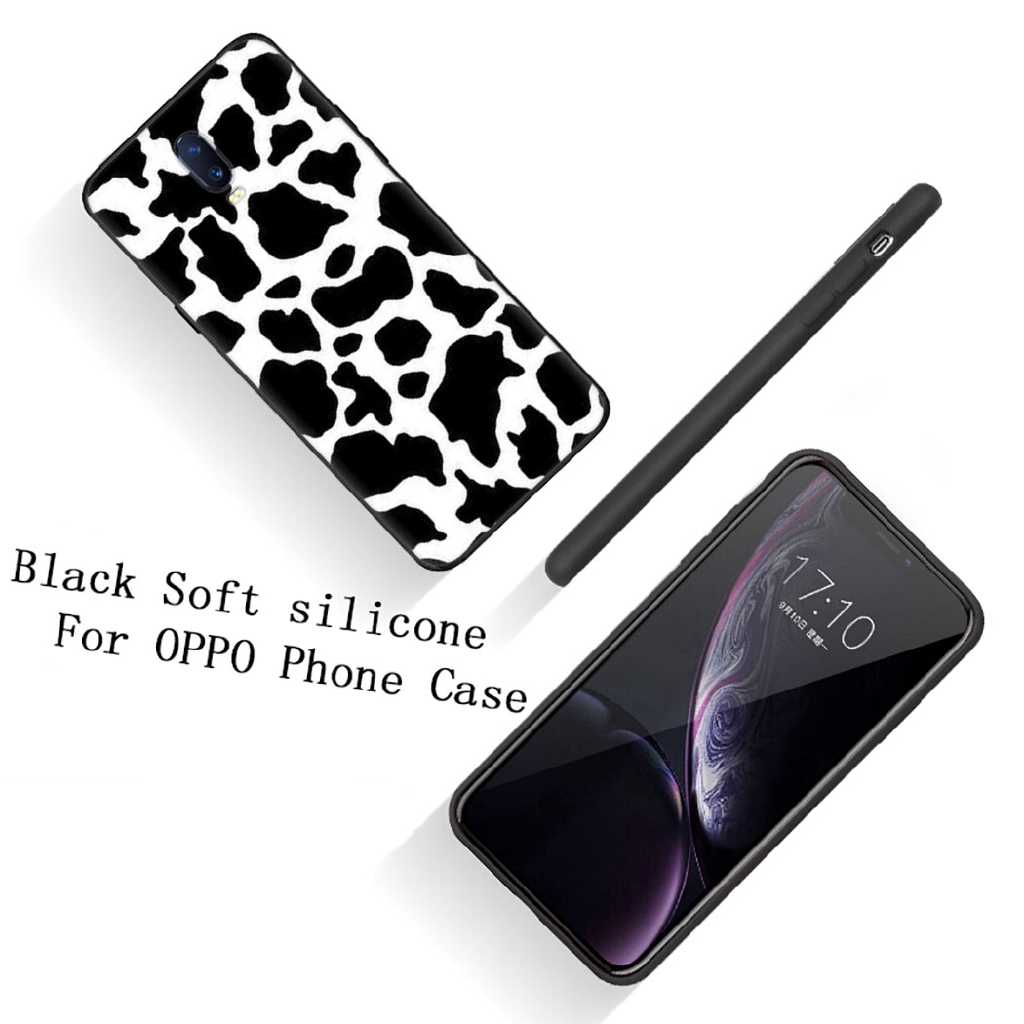 Ốp điện thoại silicone mềm viền đen họa tiết bò sữa cho OPPO Reno 3 Pro K5 K3 Realme 5 Pro X Q XT X2 X50