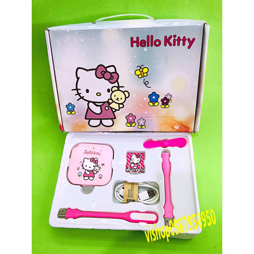 BỘ COMBO SẠC DỰ PHÒNG 5 MÓN ĐÁNG YÊU HÌNH DOREMON – HELLO KITTY