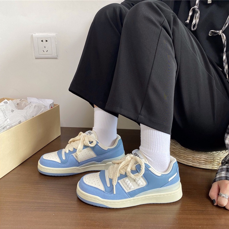 𝗺𝗶𝗲 𝘀𝘁𝘂𝗱𝗶𝗼 - SẴN NÂU BE 39 Giày thể thao sneaker mix màu da lộn dây thắt độc đáo