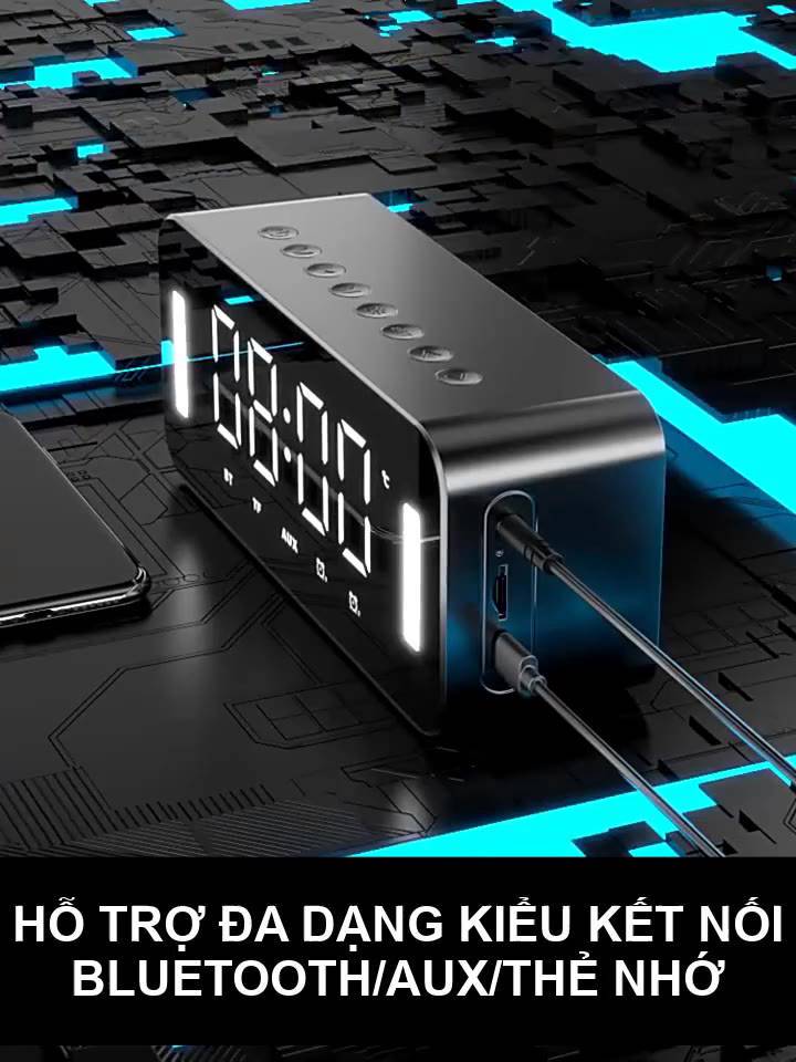 Loa bluetooth đồng hồ không dây mini H8 nghe nhạc pin trâu làm đèn ngủ có báo thức và đo nhiệt độ phòng | BigBuy360 - bigbuy360.vn