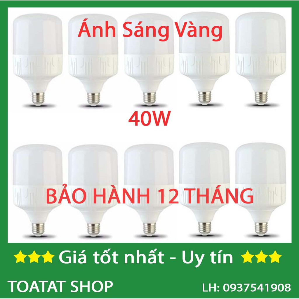 [Sĩ] Bộ 10 bóng đèn Led trụ 40W Siêu sáng - tiết kiệm điện (Trắng)