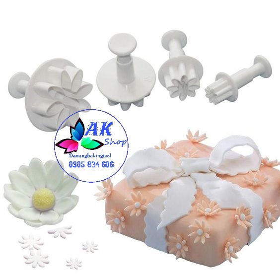 SET 4 KHUÔN NHẤN  FONDANT HOA CÚC NHỎ