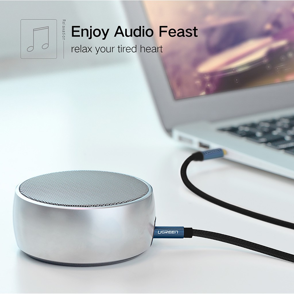 Cáp Audio 3.5mm Sợi Siêu Mỏng Cao Cấp UGREEN AV112 - Blue