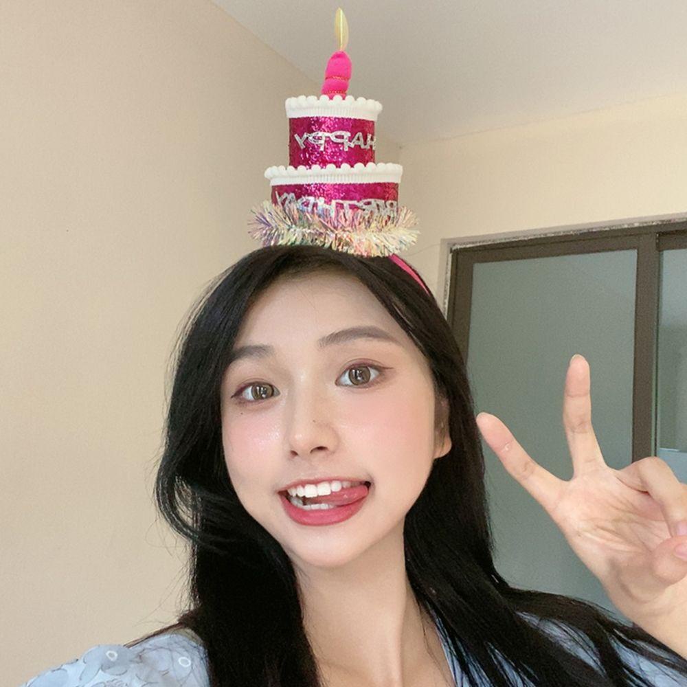 Băng Đô Cài Tóc Bằng Nhựa Hình Bánh Sinh Nhật Thời Trang Hàn Quốc