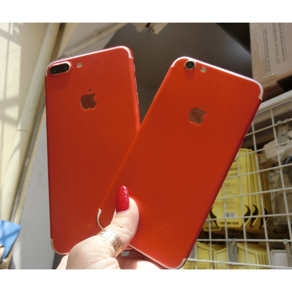 Dán skin nhôm xước IPhone 6 6S 6Plus 6S Plus giả iPhone 7 Đỏ