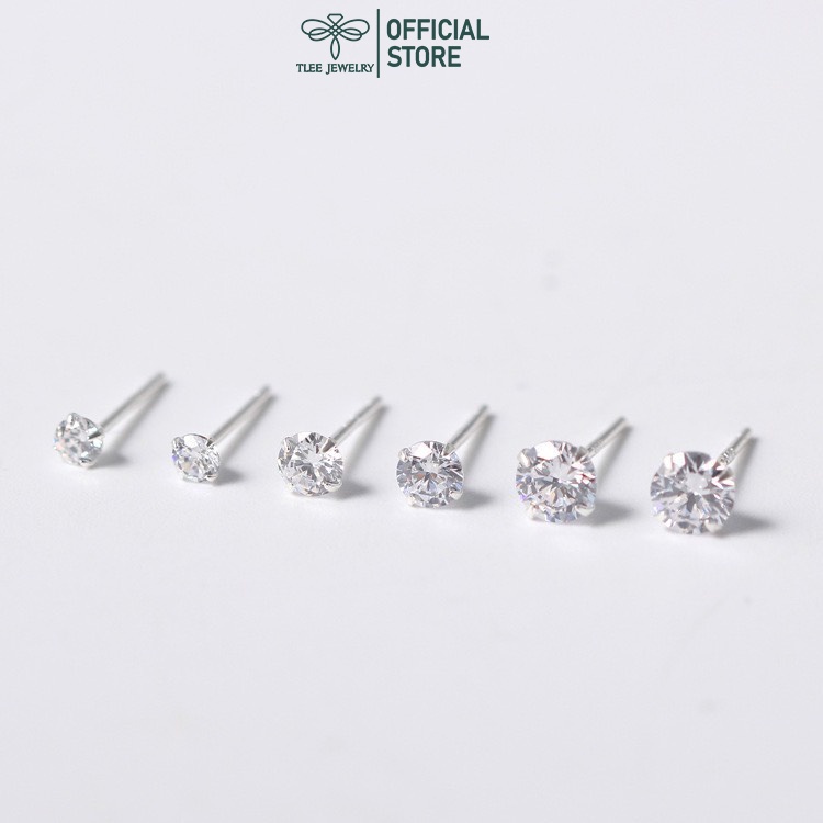 Khuyên tai bạc nữ TLEE nụ đá lấp lánh cao cấp TleeJewelry B0206