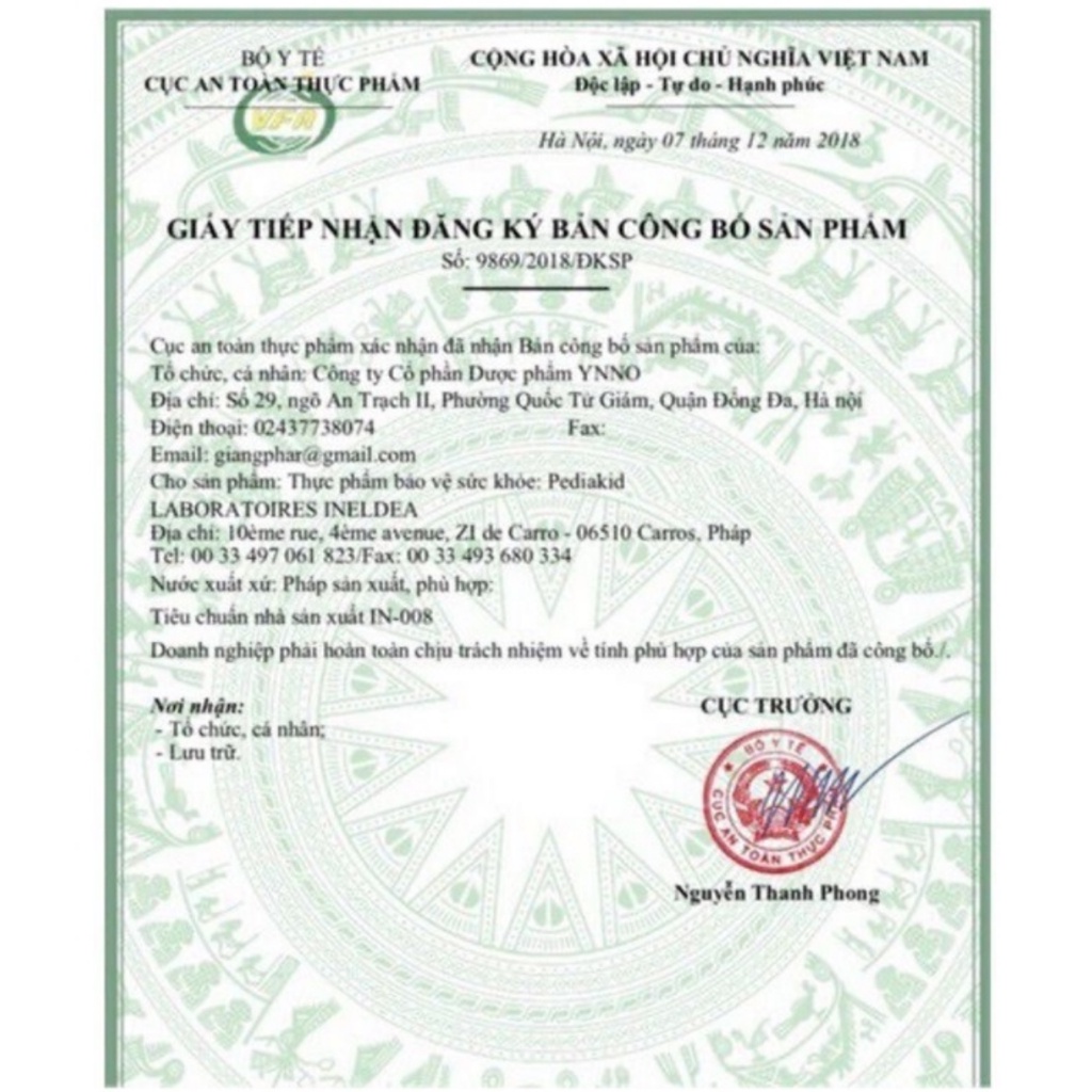 Bill Pháp - PEDIAKID  bổ sung dưỡng chất giúp bé ăn ngon ngủ ngon - 7 phân loại