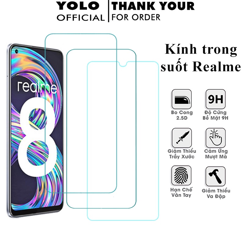Cường Lực Realme 10 9 Pro C21 C12 5 Pro Narzo 50 2 3 Neo Gt 7 7I 8I 9I Q2 Q3 C35 C30 Không Full Màn Tổng Hợp Kính [Ts]