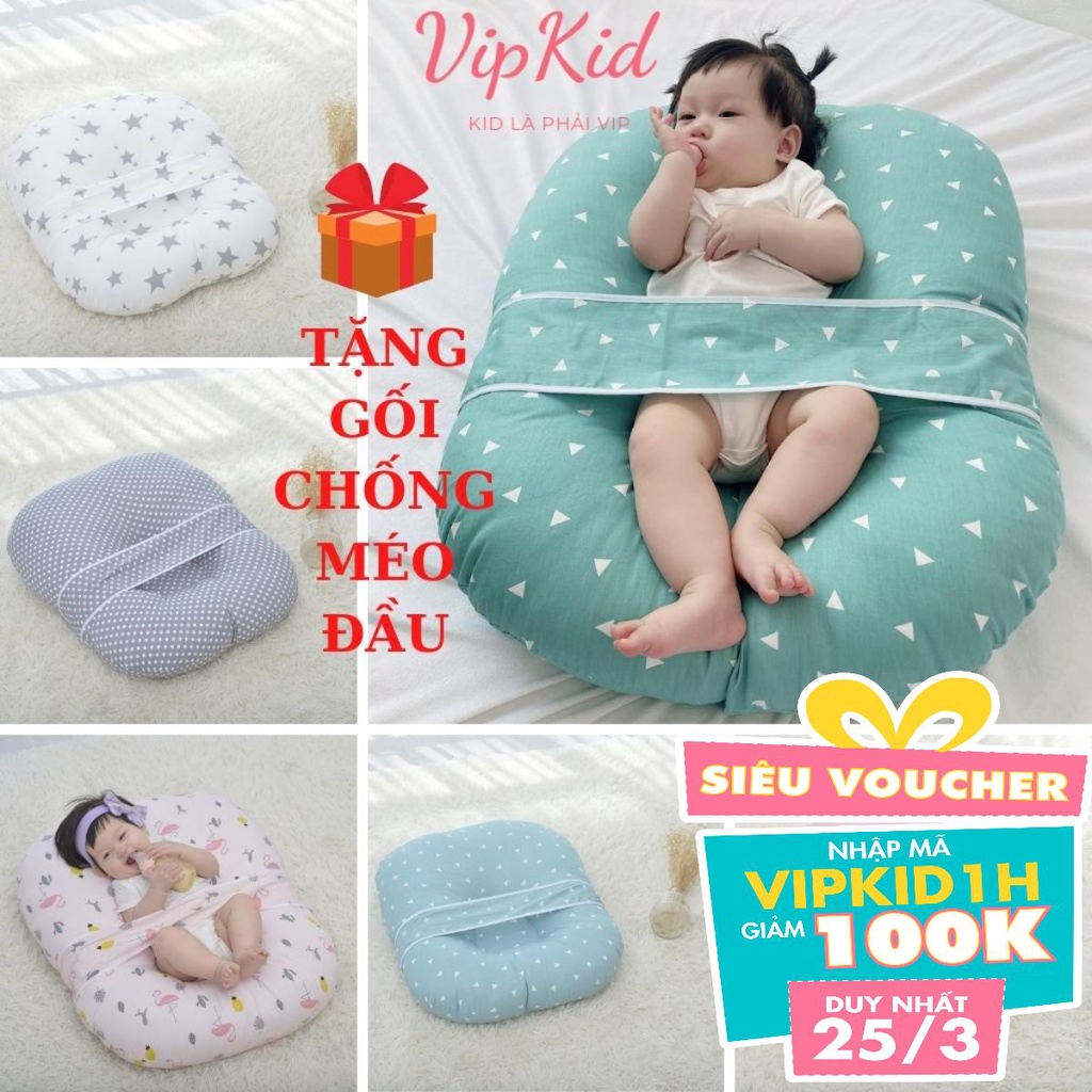 Gối chống trào ngược Carekids đệm ngủ chống trào ngược cho bé (Tặng gối lõm chống bẹp đầu) Vipkid