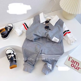 Bộ công tử cổ bẻ cổ vest bé trai