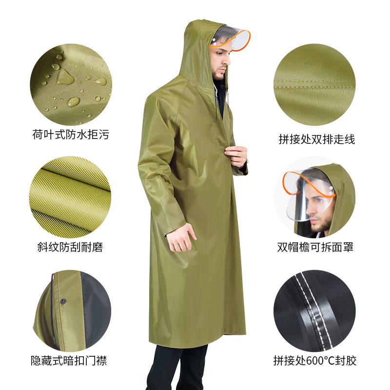 Áo Mưa Vải Bạt Dày Dặn Màu Vàng Quân Đội Dáng Dài Cho Nam Nữ