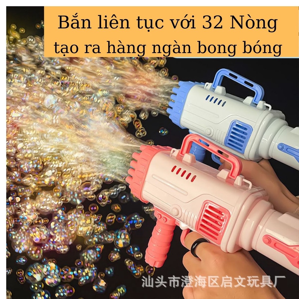 Súng bắn bong bóng Xà phòng cho bé 32,36,10,8, 23 nòng Cá heo trẻ em vui chơi vận động thỏa thích kèm pin và nước tạo BB