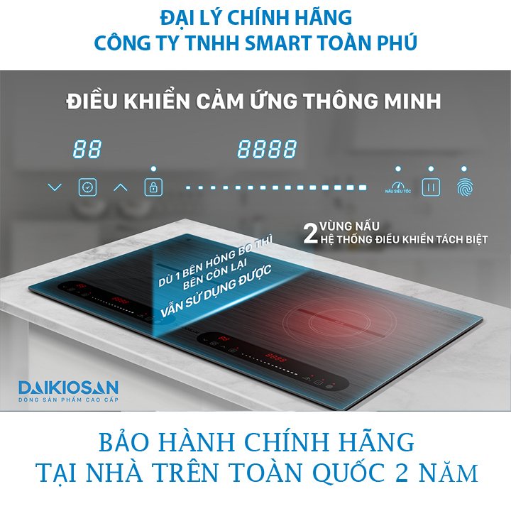 Bếp từ đôi cao cấp chính hãng Daikiosan DKT-200006 new