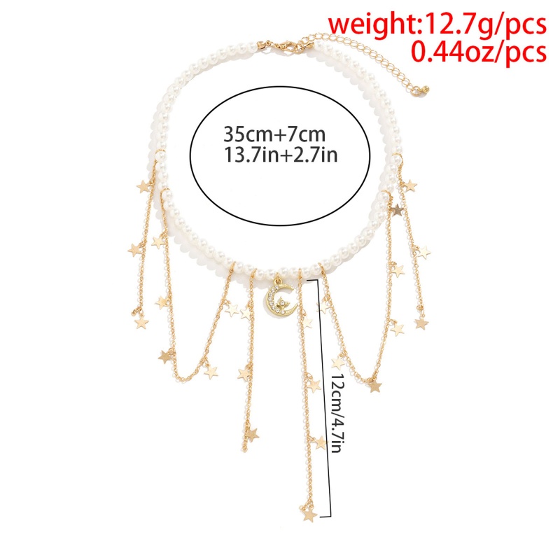 Vòng Cổ Choker Thiết Kế Chuỗi Hạt Ngọc Trai Mặt Ngôi Sao Phong Cách Baroque
