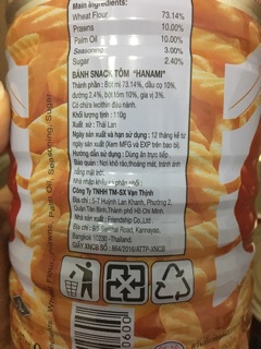 Bánh snack tôm Hanami Thái Lan 110g