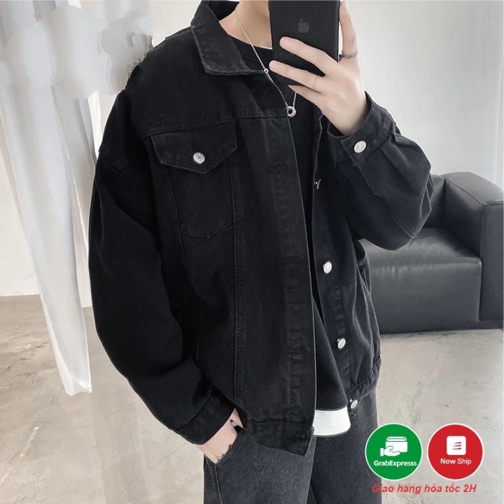 Áo Jean ❤️ Áo Bò Nam Nữ BASIC Xanh Đen Trơn Unisex cao cấp thời trang phong cách đường phố