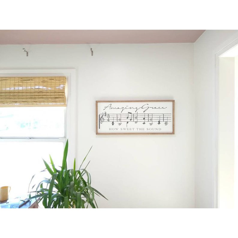 Tranh gỗ hand made bản nhạc Amazing Grace decor treo tường phong cách Vintage