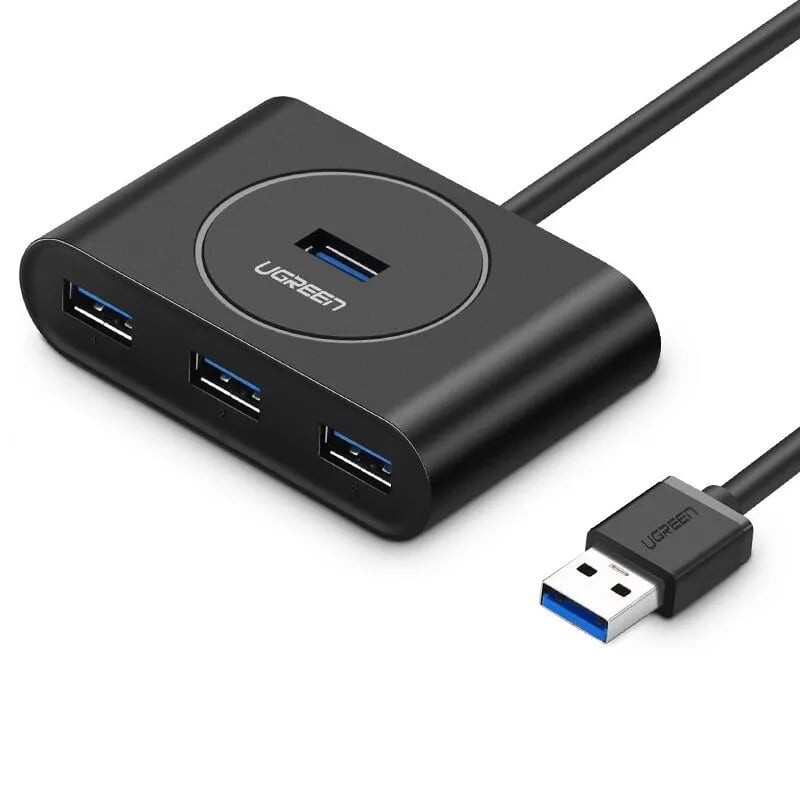 Bộ chia Hub USB 3.0*4 Port Hỗ trợ nguồn phụ màu Đen UGREEN 20291 CR113