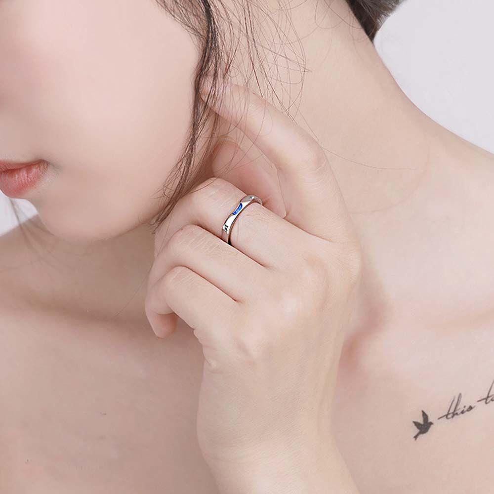 Nhẫn Cặp 26Eddie Hình Mặt Trăng Lãng Mạn Phong Cách Hàn Quốc