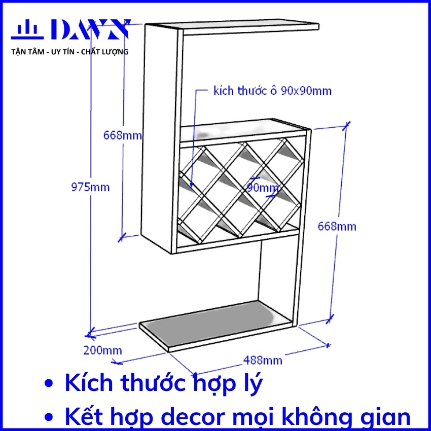 Tiêu chuẩn kích thước ô để rượu vang phù hợp nhất
