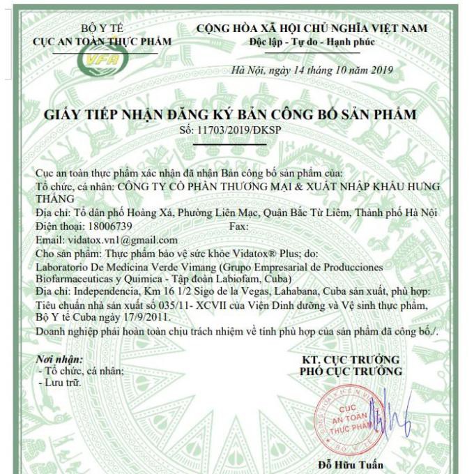 Vidatox Plus - Nọc bọ cạp xanh Cuba tiêu diệt tế bào ung thư chính hãng HTpharma