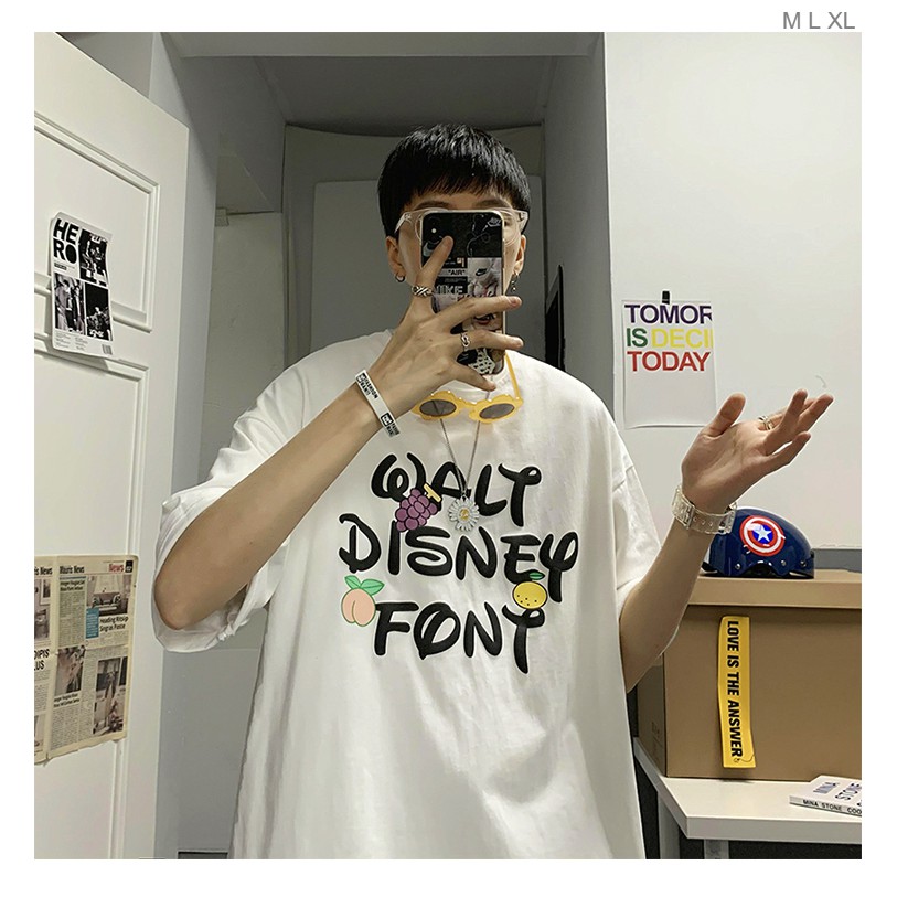 Áo thun tay lỡ 🍇 WALT DISNEY FONT 🍇 phông Unisex nam nữ tee oversize form rộng pull Ulzzang Streetwear Hàn Quốc vải mềm