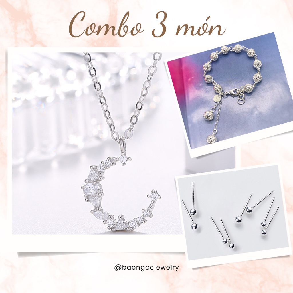 Combo 3 món trang sức thiết kế đơn giản thanh lịch không gỉ CB4 - Bảo ngọc Jewelry