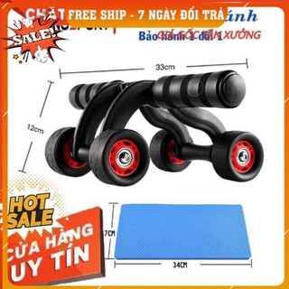 Con Lăn Tập Bụng 4 Bánh Hàng Cao Cấp Siêu Chắc Chắn Tặng Kèm Thảm Kê Đầu Gối