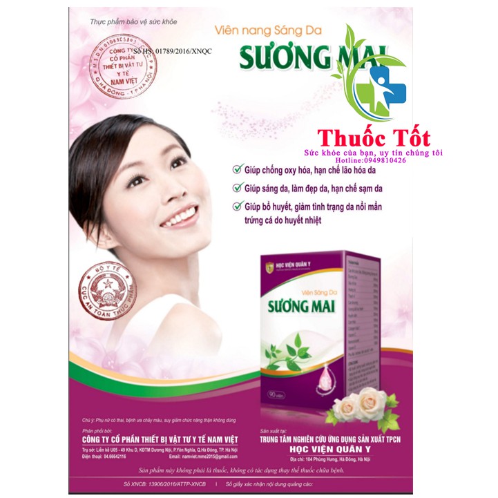 [ Chính Hãng ] Bộ 2 Viên sáng da Sương Mai Học Viện Quân Y