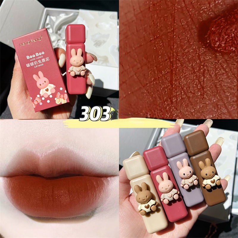 Son Kem Lì MANSLY Chống Dính Cốc Thiết Kế Vỏ Son Hình Thỏ Hoạt Hình Xinh Xắn