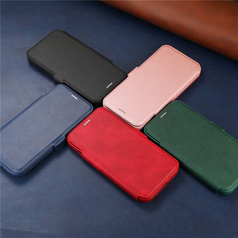 Ốp Điện Thoại Da Nắp Gập Có Ngăn Trượt Đựng Thẻ IPhone 14 Pro Max 13 Pro Max 7 8 6 6S Plus SE 2020