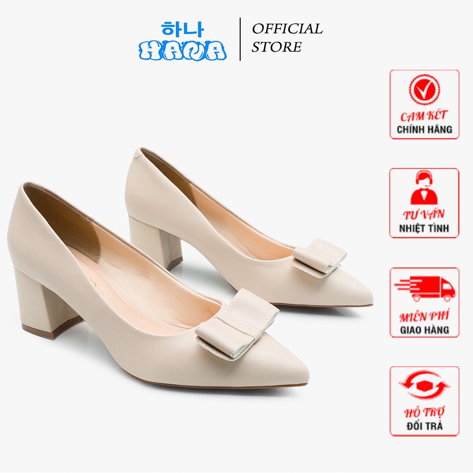 Giày cao gót công sở bít mũi 5cm đính nơ thời trang Hana