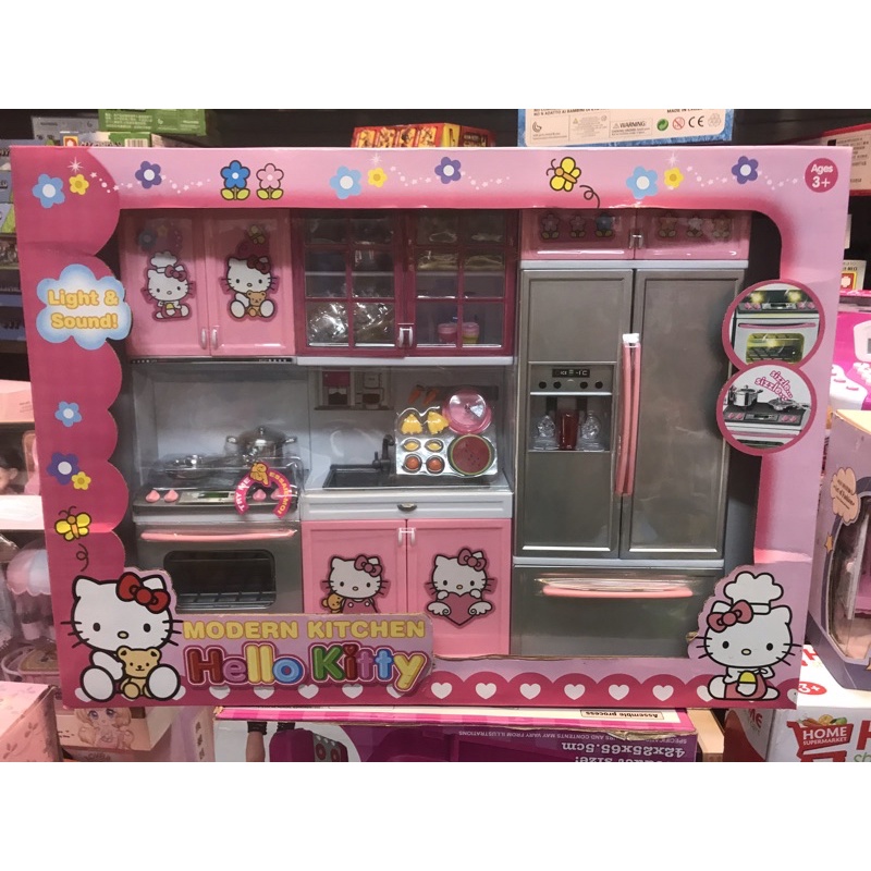 Bộ đồ chơi bếp kitty đôi có tủ lạnh