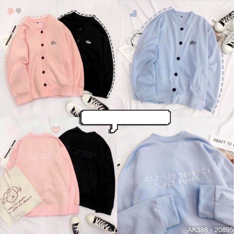 Áo Khoác Cardigan Nỉ Bông Thêu Chó Form Rộng Unisex Áo Khoác Nỉ Nữ Cardigan Nữ Cài Nút THÊU CHÓ - AK3386 | BigBuy360 - bigbuy360.vn