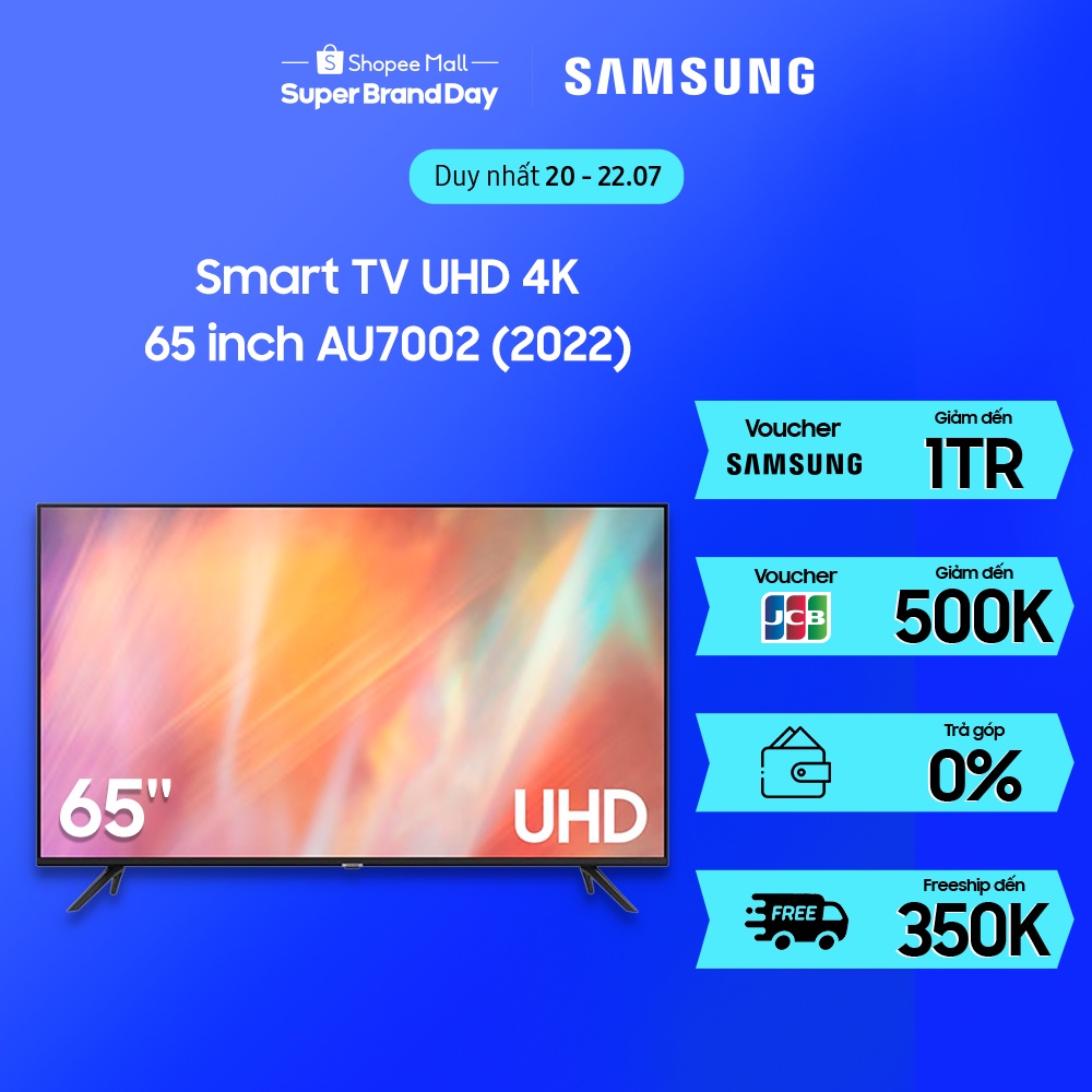Mã ELMALL7 giảm 7% đơn 5TR Smart Tivi Samsung 4K UHD 65 Inch