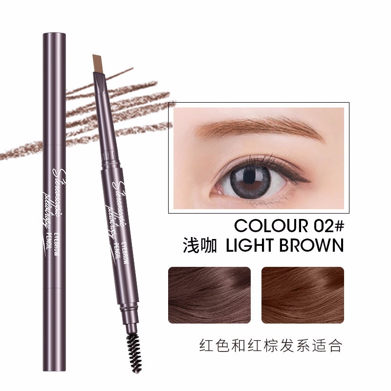 Bút kẻ lông mày xoay tự động hai đầu tam giác chống nước mồ hôi lâu trôi tiện dụng | BigBuy360 - bigbuy360.vn