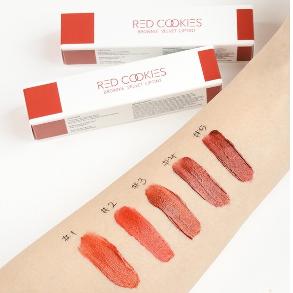 Son kem lì siêu mịn không khô môi, bền màu RED COOKIES BROWNIE VELVET LIP TINT không lem, độ bám dính cao, màu sắc nét