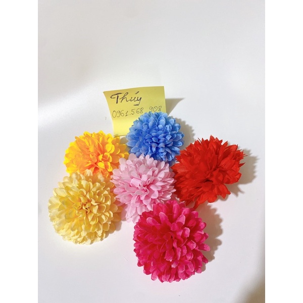 Đầu bông hoa cúc binh boong  V17 - 8cm vải trang trí oản tài lộc, tháp bánh, nước, giỏ quà tết