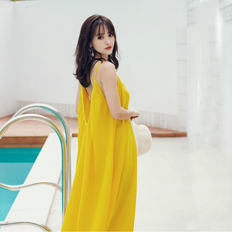 Đầm Maxi chất Chiffon thiết kế hở lưng quyến rũ