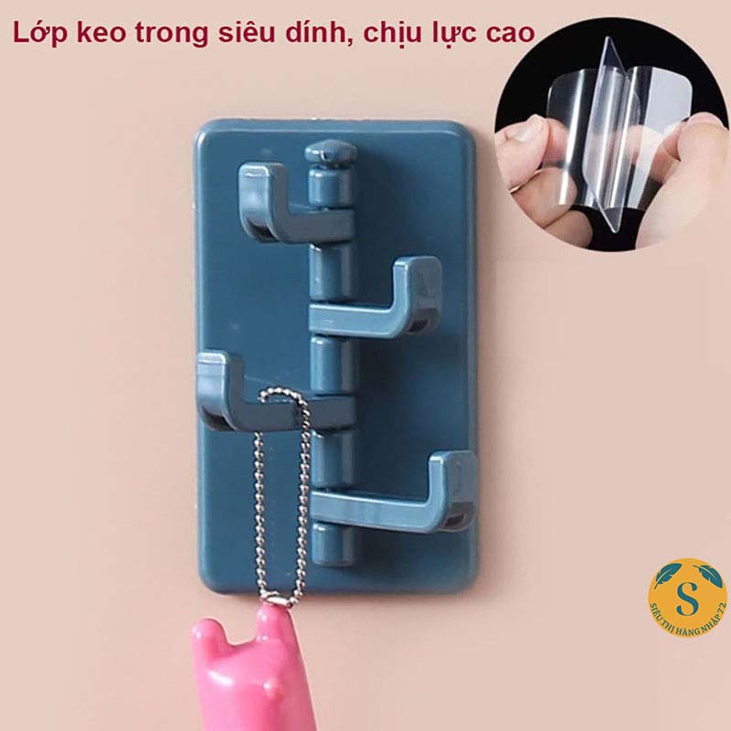 Móc Treo Đồ Dán Tường Đa Năng 4 Chấu Hình Cây Thông - Treo Chìa Khóa, Vật Dụng, [MÓC 4 CHẤU CÂY THÔNG]